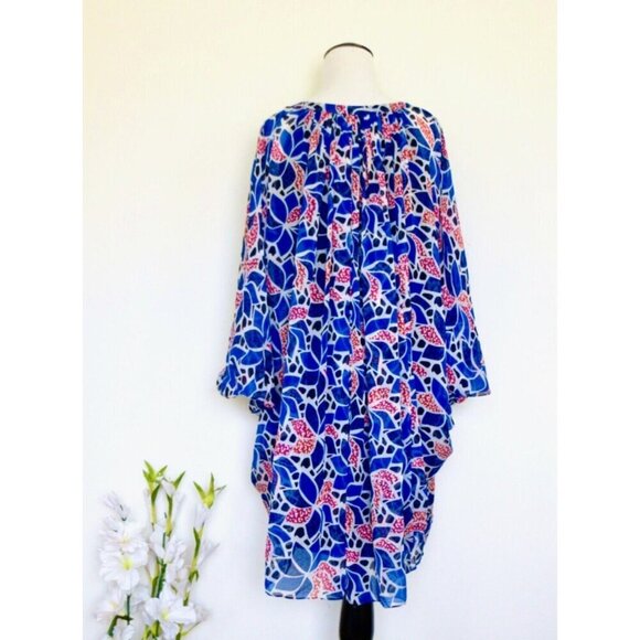 NEW! Diane Von Furstenberg Fleurette Silk Chiffon Dress Ocelot Floral Blue SZ 4 - Picture 5 of 10